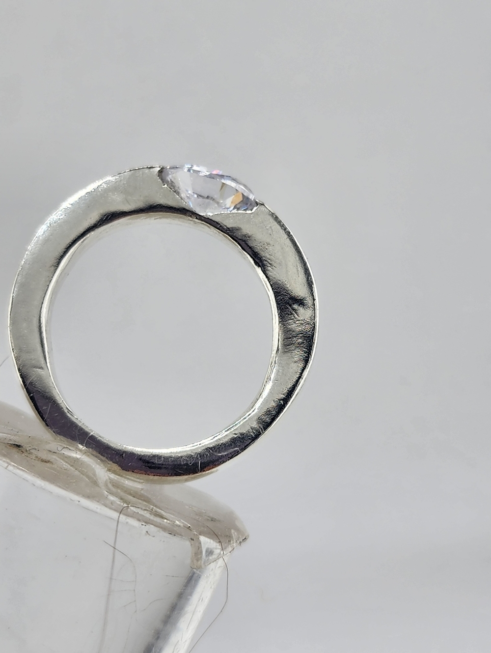 CUBIC ZIRCONIA PRESSURE RING HANDMADE STERLING SILVER SIZE7 - Picture 9 of 15